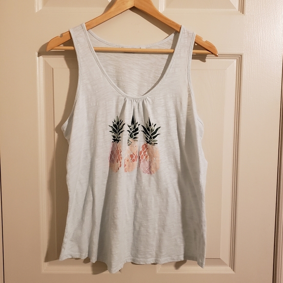 2/$20 Reitmans Tank Top Pineapple Print Size Large - Picture 4 of 16